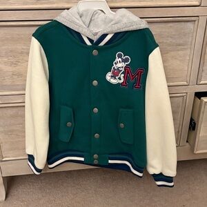 Disney Kids Green and White Mickey Mouse Hoodie Jacket